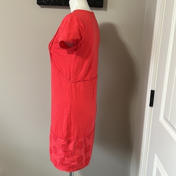 Boden Clio Broderie Crochet Jersey Notch Neck Dress Red Size 2 - Picture 7 of 12